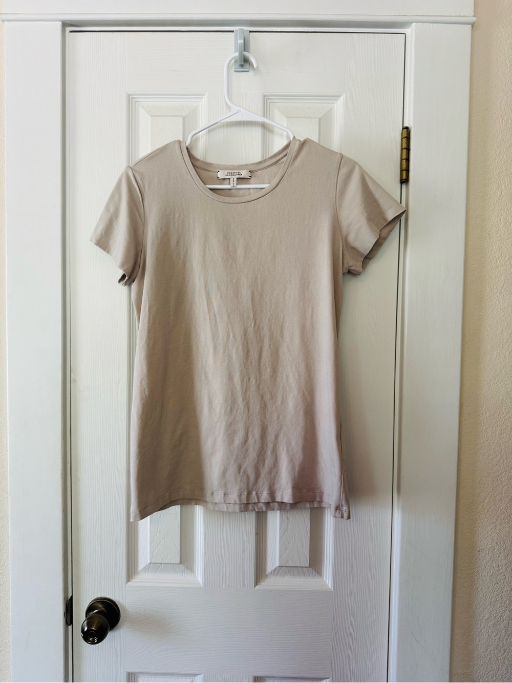 Dorothee Schumacher Beige Stretch Cotton Crew Neck Tee Size 4 Designer Basic